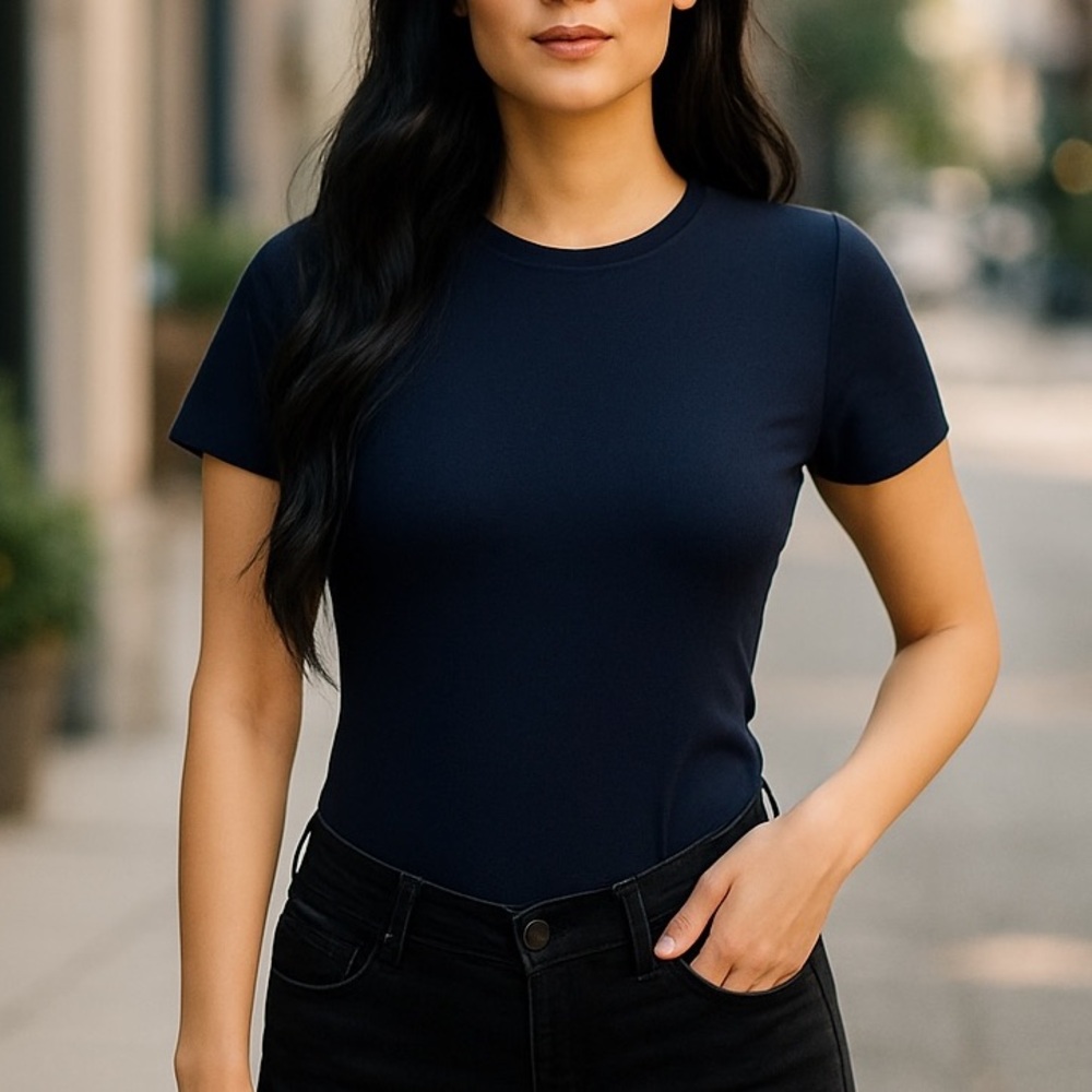 House Of Harlow 1960 | Navy Blue Short Sleeve Bodysuit - NWT